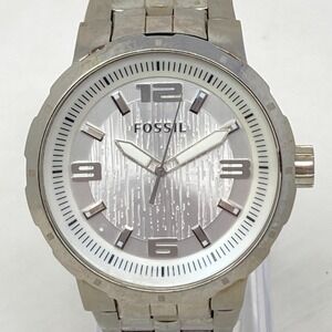 Fossil Mens Watch 43mm Silver Tone Textured Dial PR5390 New Battery SMALL 6.5"